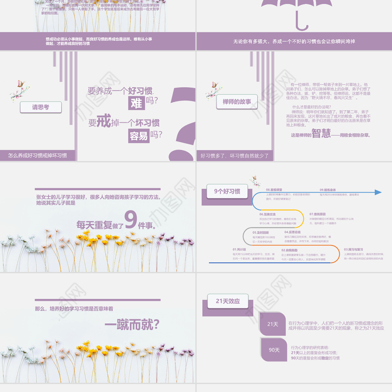 习惯的力量小清新主题班会PPT