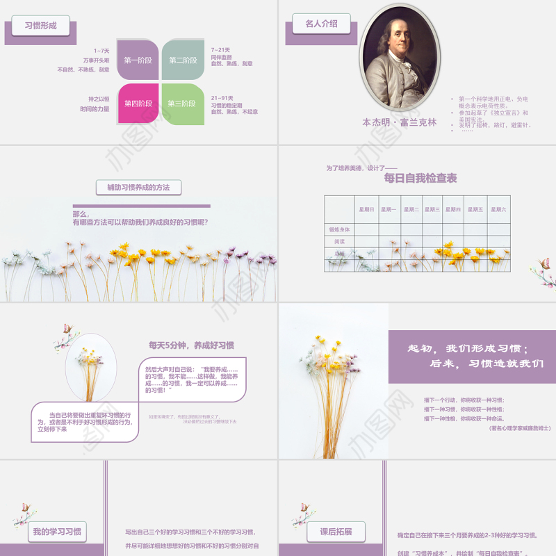 习惯的力量小清新主题班会PPT