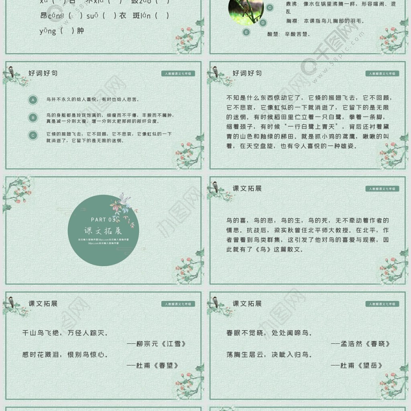 人教版初七年级语文鸟PPT课件