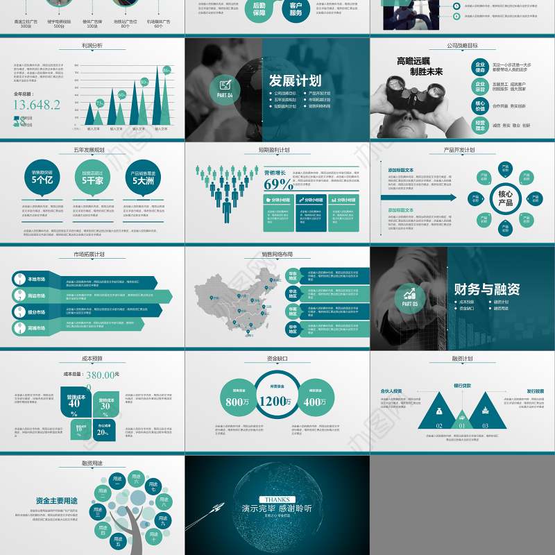 大气创业融资计划书PPT模板