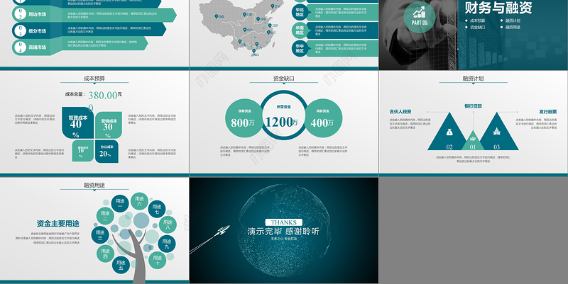 大气创业融资计划书PPT模板