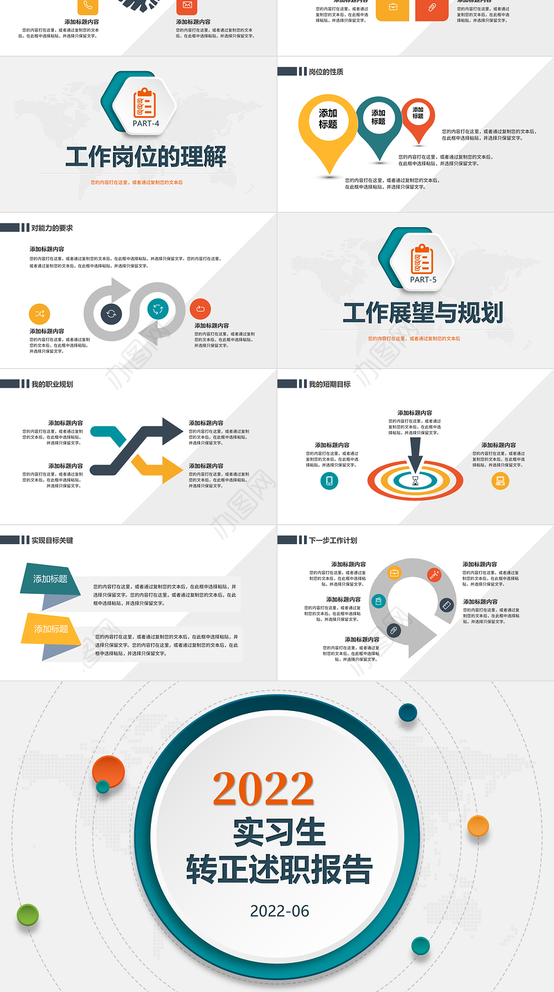 2022实习转正述职PPT简洁微粒体风实习期转正新员工转正述职报告模板