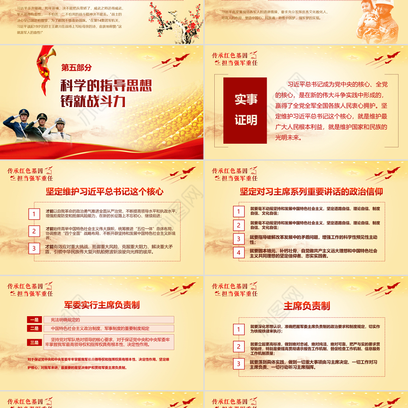 原创传承红色基因担当强军重任军队PPT模板-版权可商用