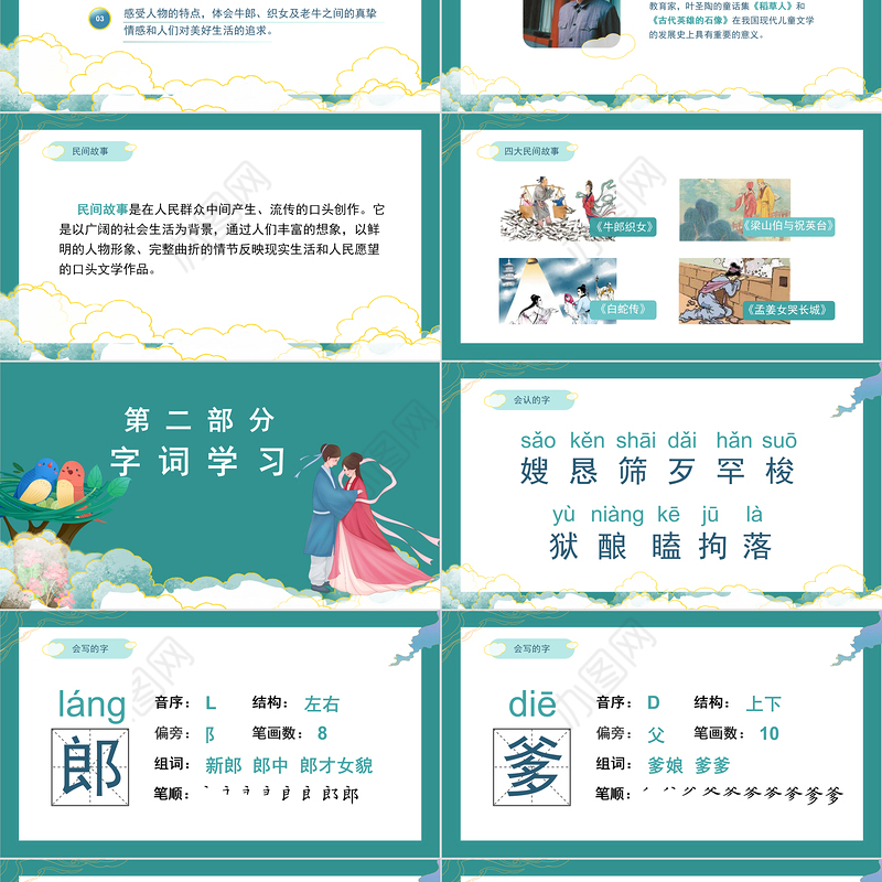 2022牛郎织女（一）PPT卡通风第10课小学五年级语文上册部编人教版教学课件