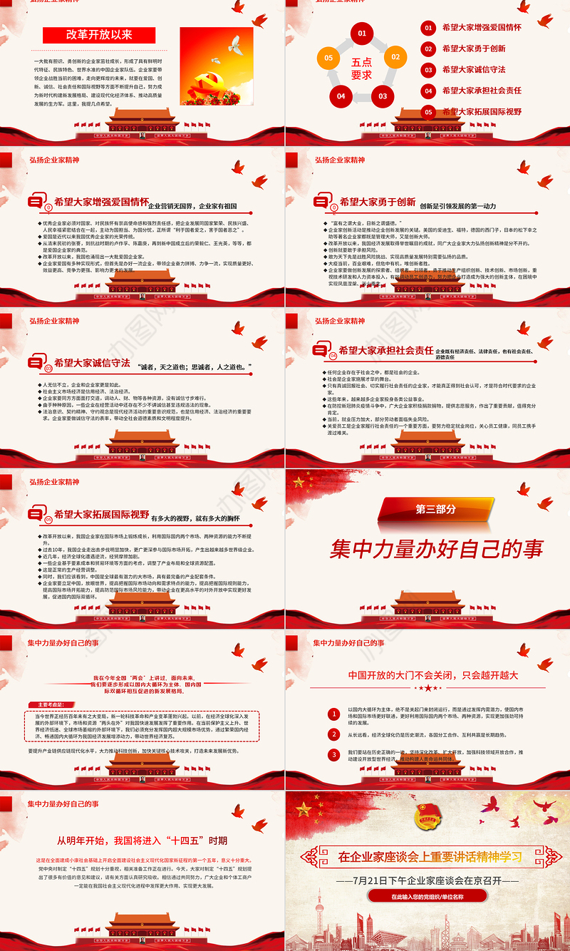 在企业家座谈会上重要讲话精神学习PPT模板