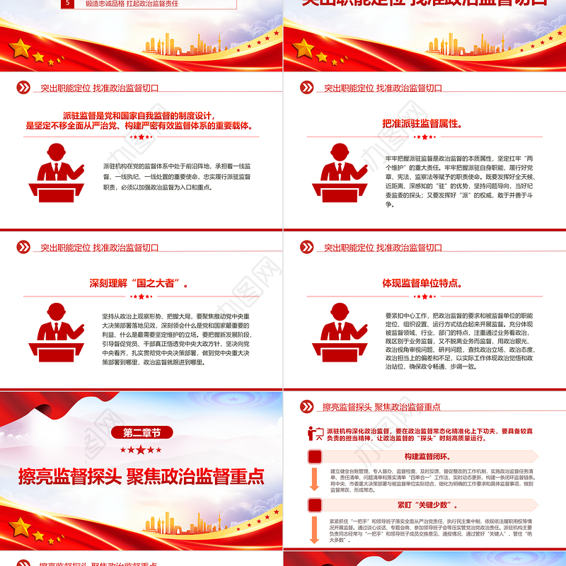 2023忠诚履行派驻职责做深做实政治监督PPT大气精美风党员干部学习教育专题党课课件模板