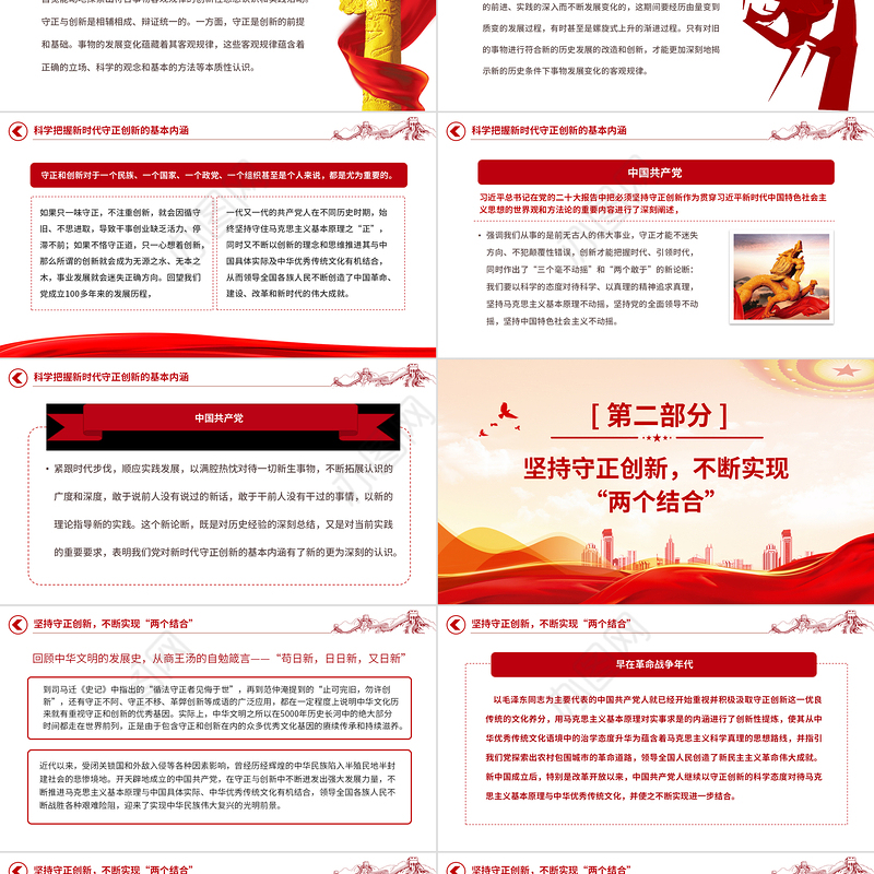 2023坚持守正创新勇担时代使命PPT大气精美风党员干部学习教育专题党课课件