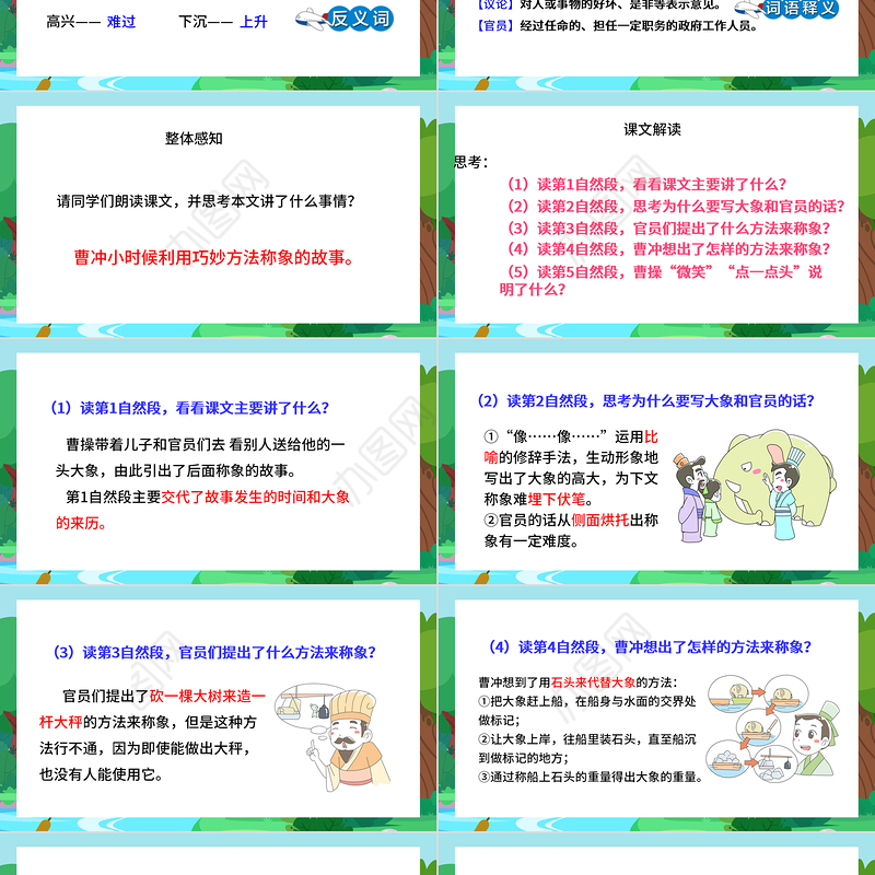 2022曹冲称象PPT可爱创意课文第4课小学二年级语文上册人教版教学课件