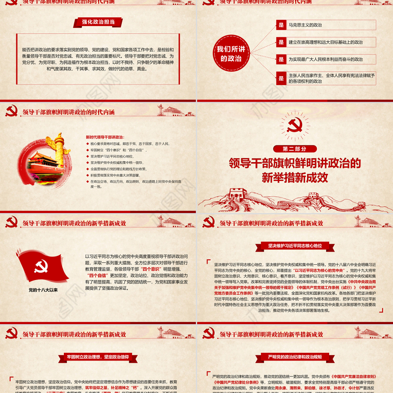 原创新时代领导干部必须旗帜鲜明讲政治党建PPT