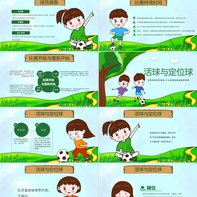 原创少儿足球训练足球培训足球俱乐部PPT模板-版权可商用