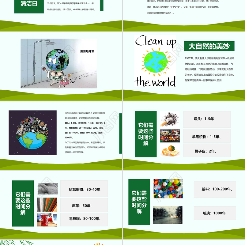原创2018世界清洁地球日主题班会PPT模板-版权可商用