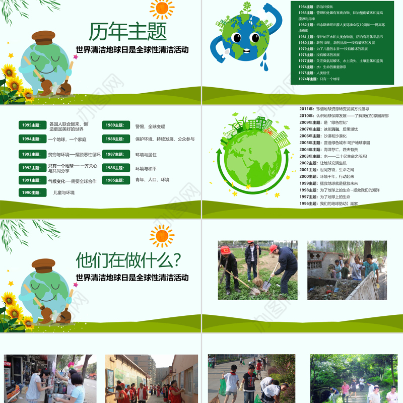 原创2018世界清洁地球日主题班会PPT模板-版权可商用