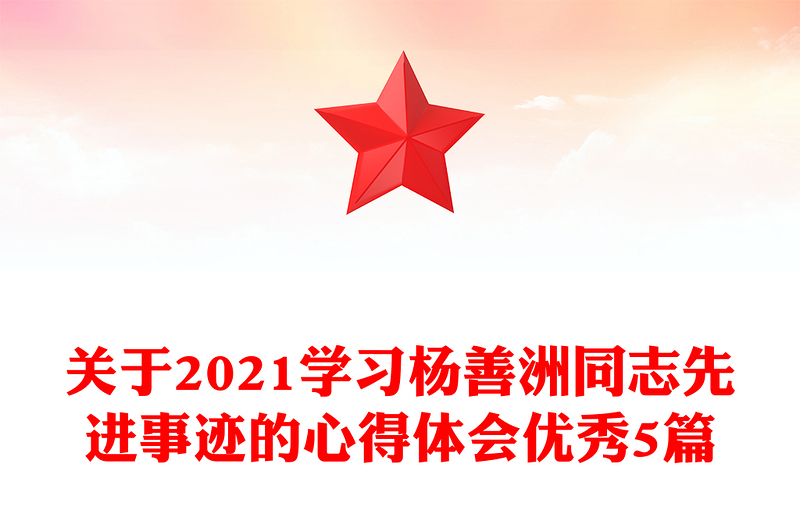 关于2021学习杨善洲同志先进事迹的心得体会优秀5篇