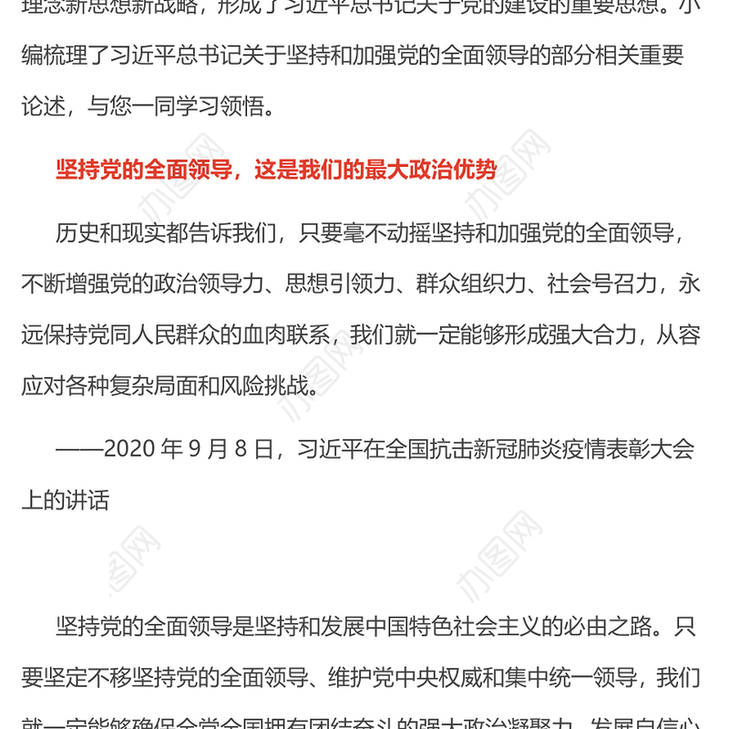 党建风坚持和加强党的全面领导PPT总书记重要论述课件(讲稿)