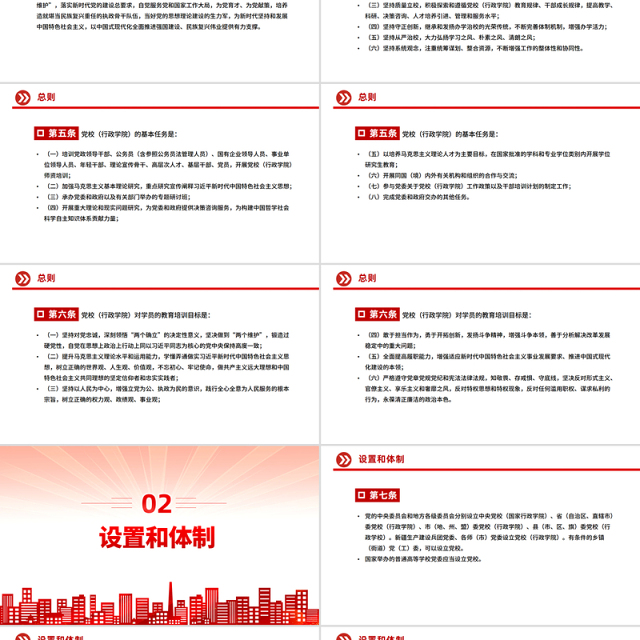 红色精美《中国共产党党校（行政学院）工作条例》PPT课件