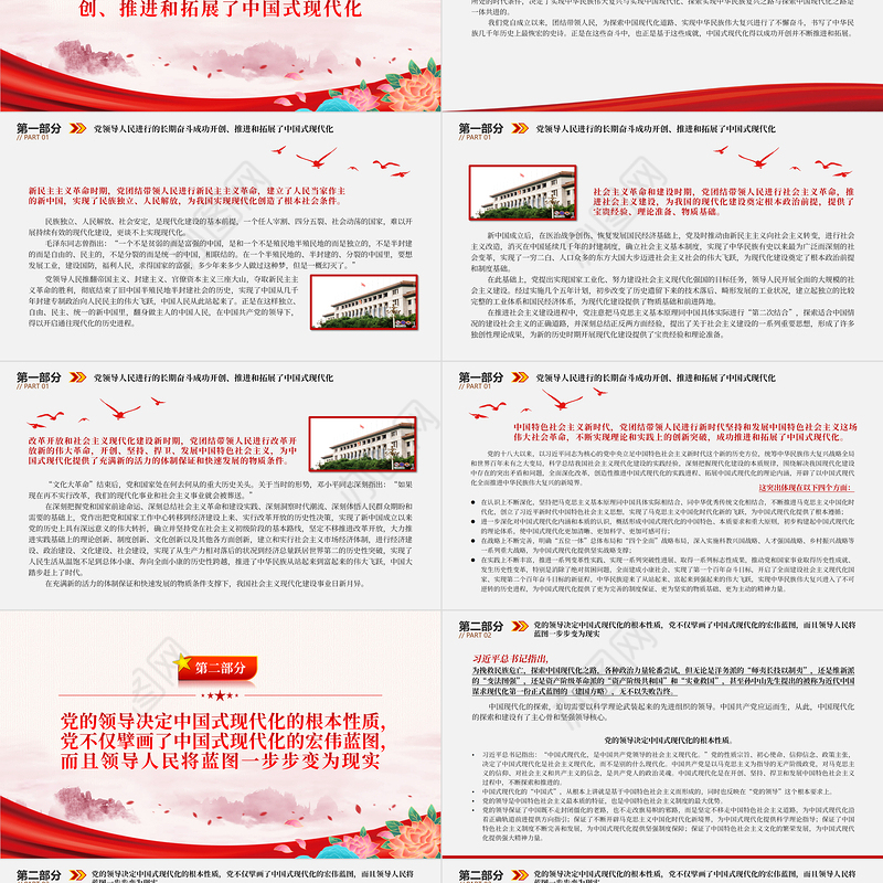 2023党的领导与中国式现代化PPT大气精美风党员干部学习教育专题党课课件