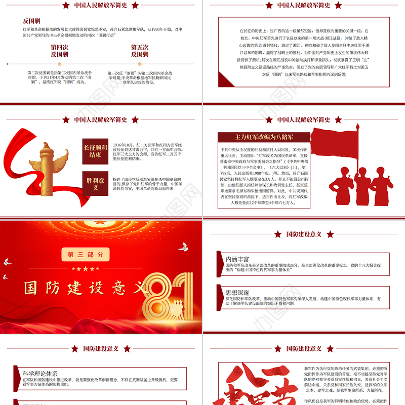红色精美强国必须强军军强才能国安PPT八一建军节热烈庆祝建军98周年专题课件下载