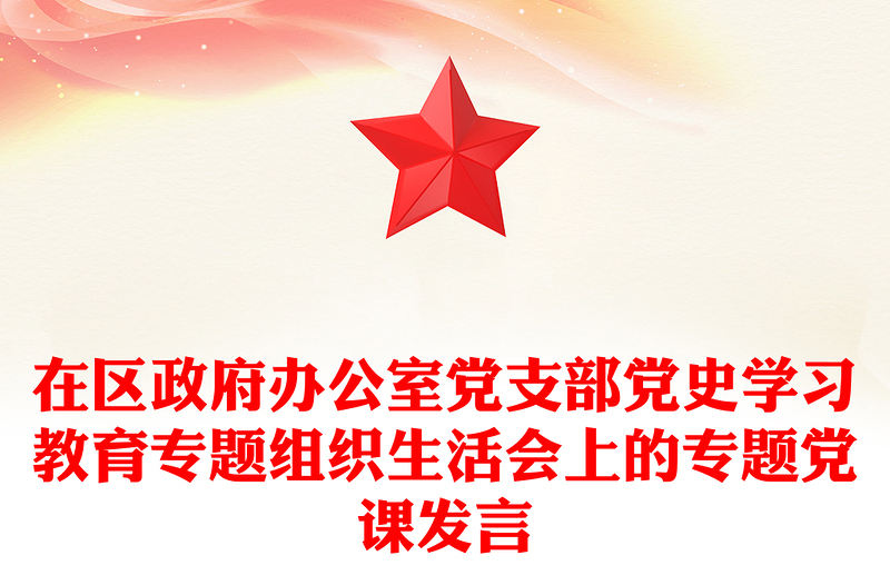 在区政府办公室党支部党史学习教育专题组织生活会上的专题党课发言