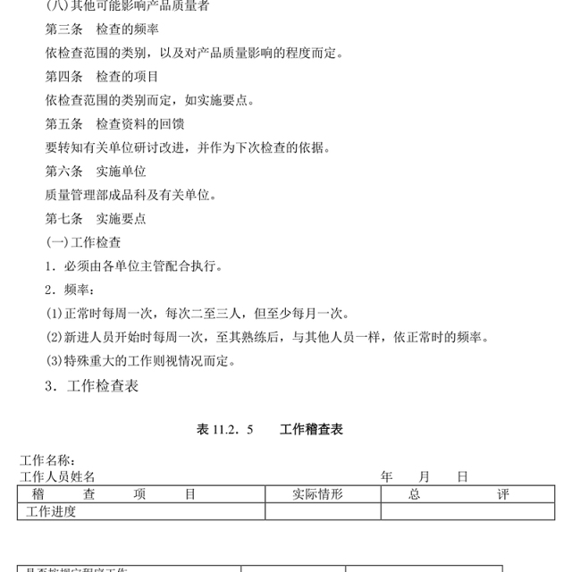 质量管理日常检查规定