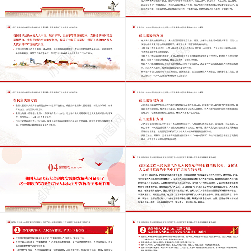 人民代表大会制度是实现我国全过程人民民主的重要制度载体PPT专题党课课件模板