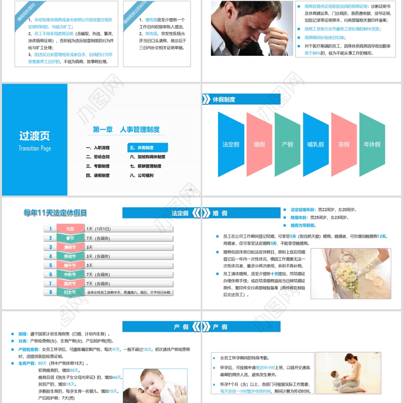 蓝色简约商务通用员工手册