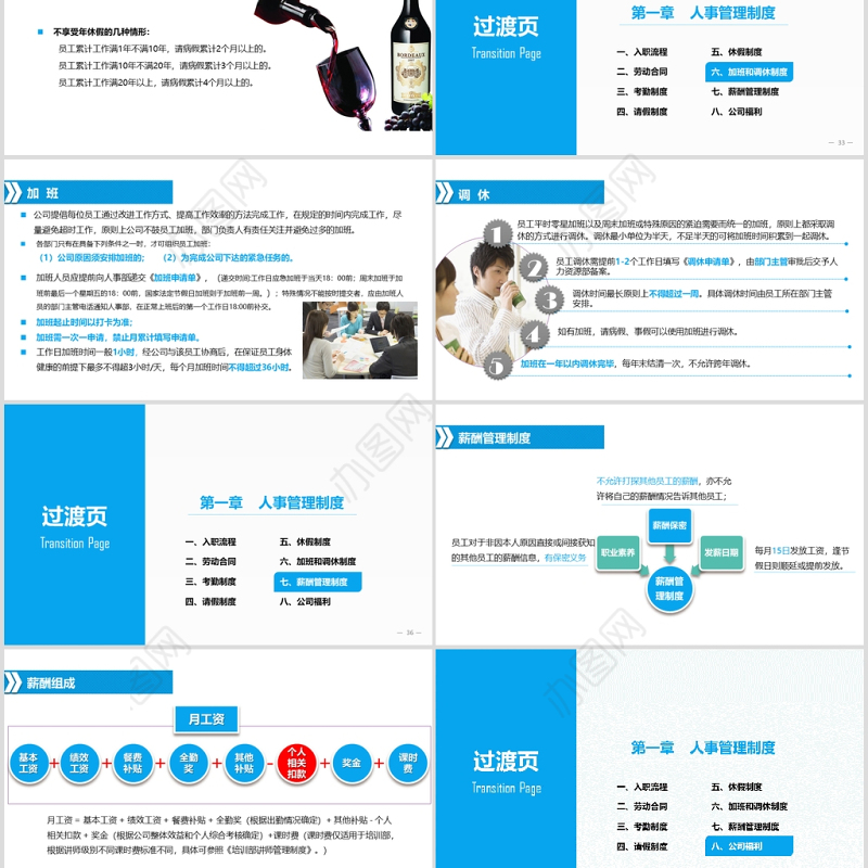 蓝色简约商务通用员工手册