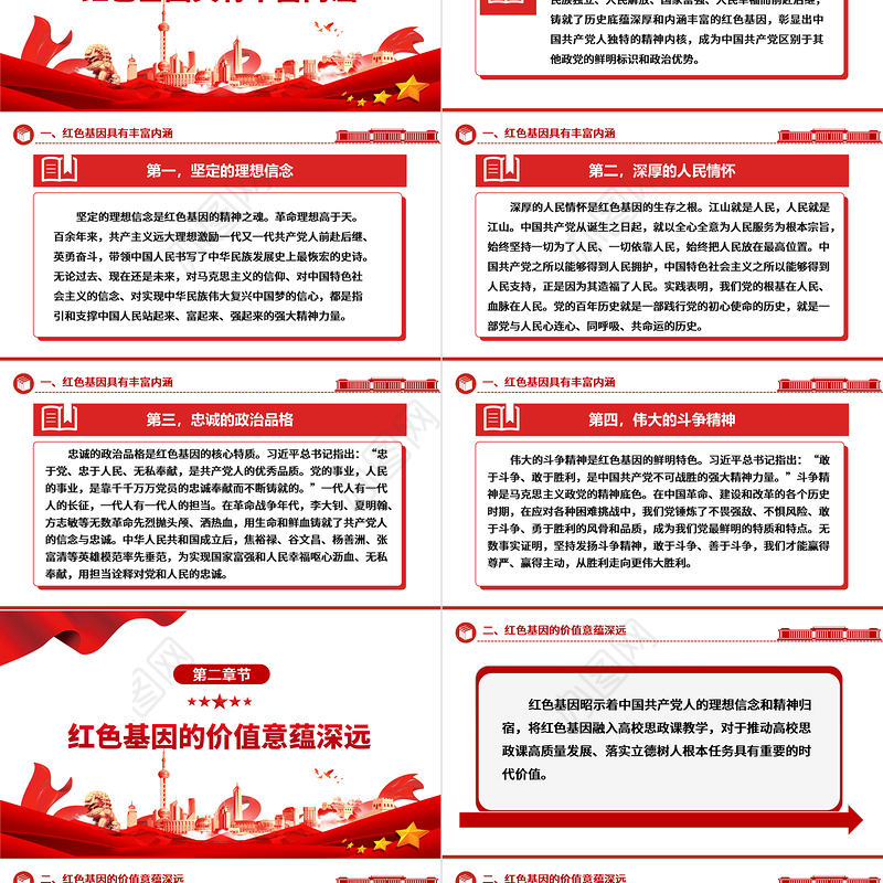 深刻感悟红色基因融入思政课的价值意蕴ppt红色大气风确保红色江山永不变色党组织党支部党员学习党课课件