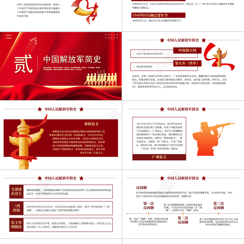 2025八一建军节PPT红色精美热烈庆祝中国人民解放军建军98周年党课下载