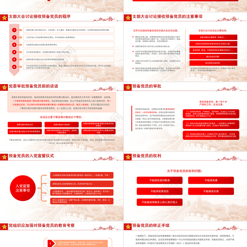 发展党员工作手册PPT红色党政风认真做好新时代党员发展工作专题党课课件模板