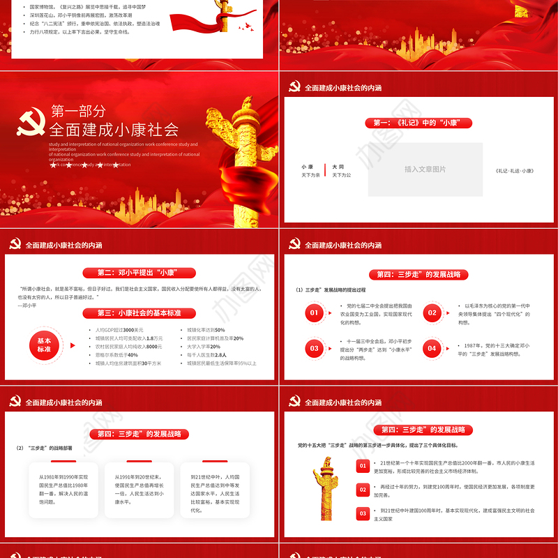 四个全面战略布局PPT党政风毛概学习党支部微党课课件