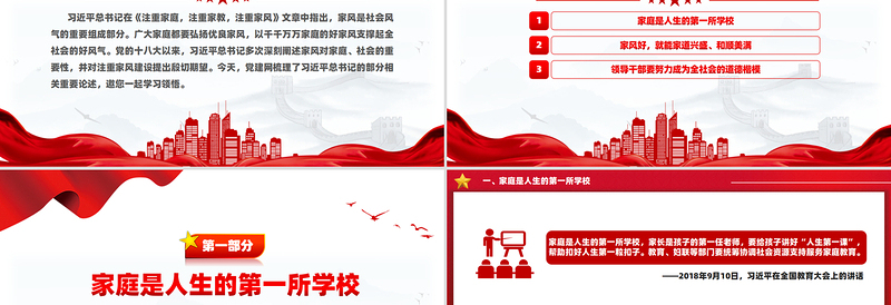 以千千万万家庭的好家风支撑起全社会的好风气PPT家风教育党课课件