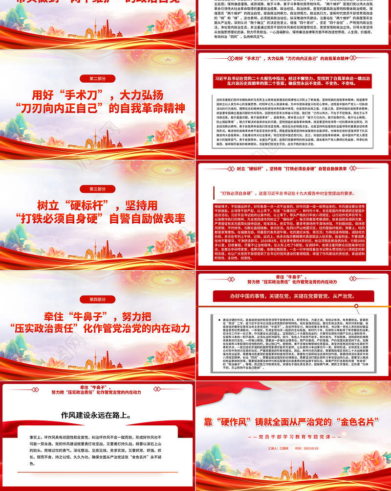2023靠“硬作风”铸就全面从严治党的“金色名片”PPT大气精美风党员干部学习教育专题党课课件
