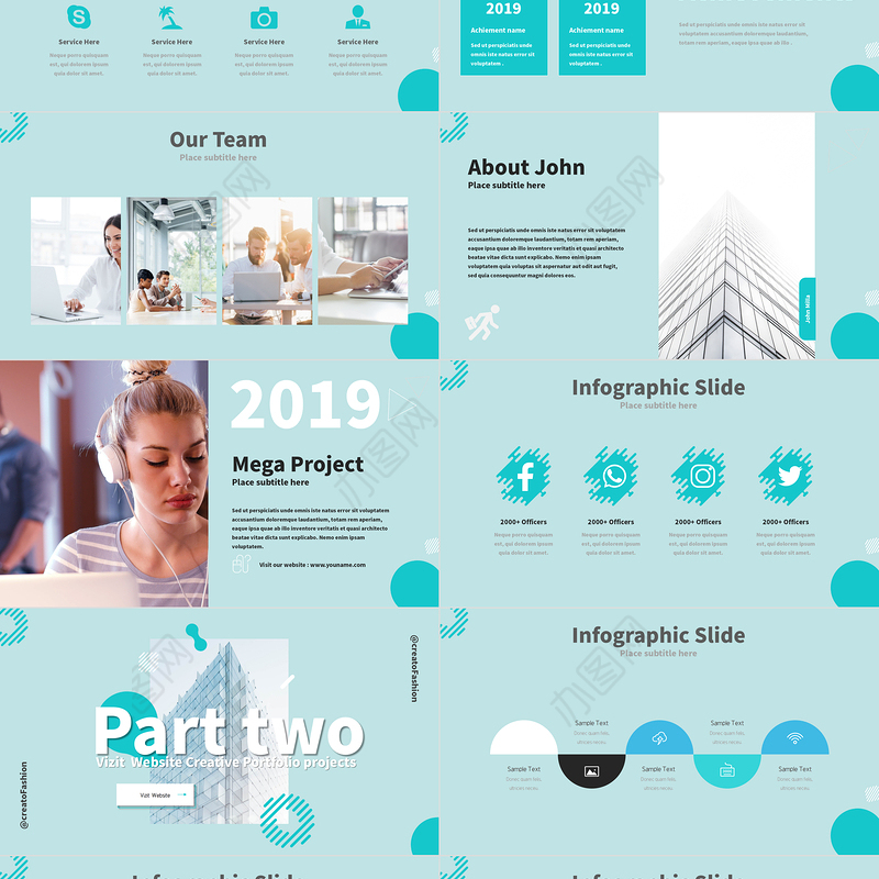 清新孟菲斯风格数学竞赛培训PPT模板