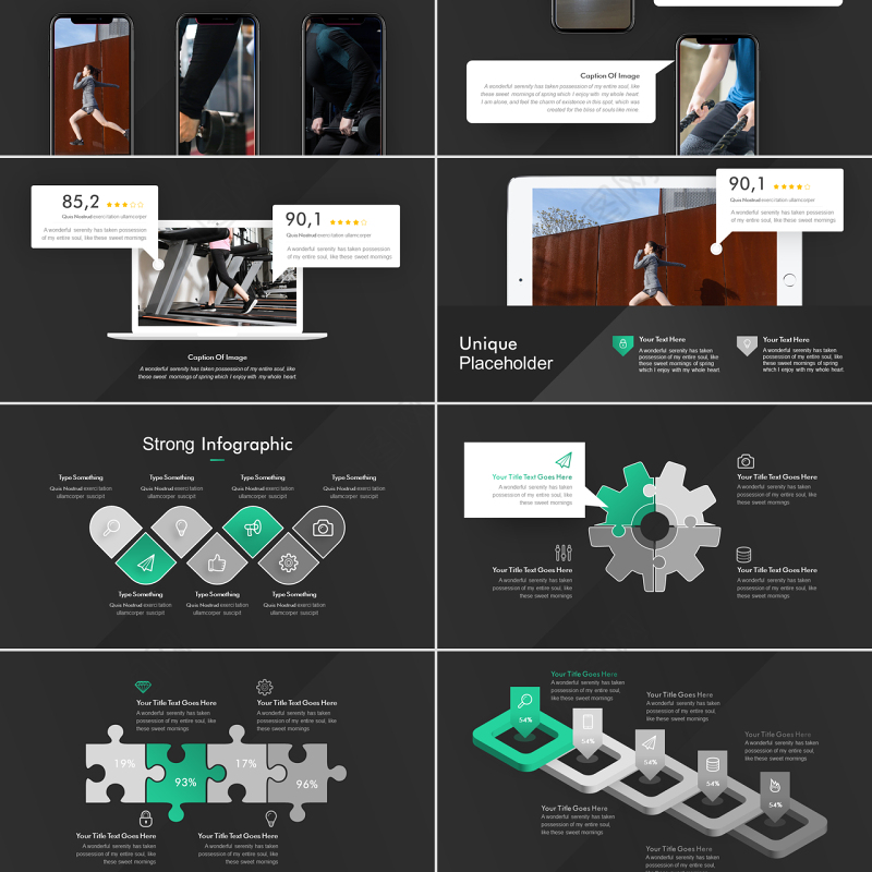 原创高端创意健身运动健身房锻炼减肥瘦身俱乐部画册PPT模板-版权可商用