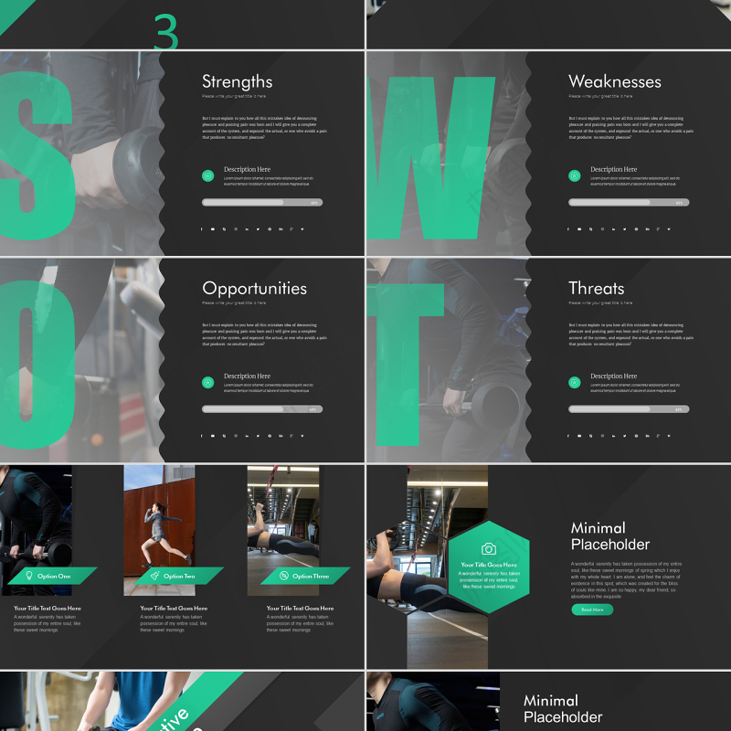 原创高端创意健身运动健身房锻炼减肥瘦身俱乐部画册PPT模板-版权可商用