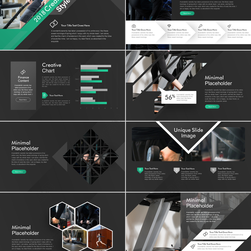 原创高端创意健身运动健身房锻炼减肥瘦身俱乐部画册PPT模板-版权可商用