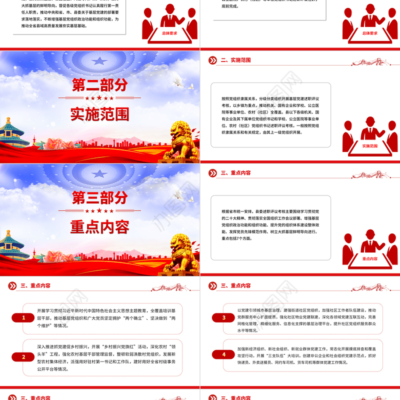 党建工作述职评议考核方案PPT红色精美党组织书记抓基层党建模板下载