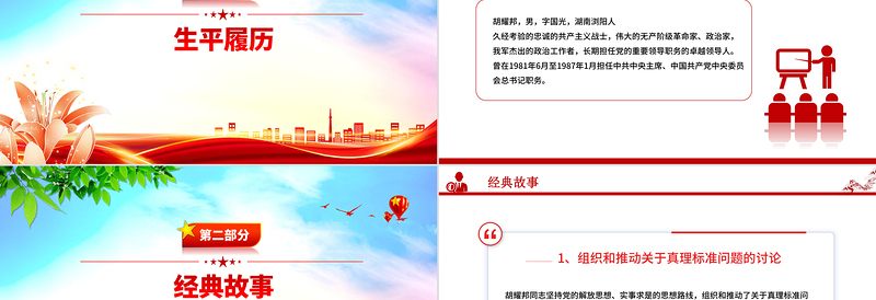 党建风纪念胡耀邦同志诞辰110周年PPT主题课件