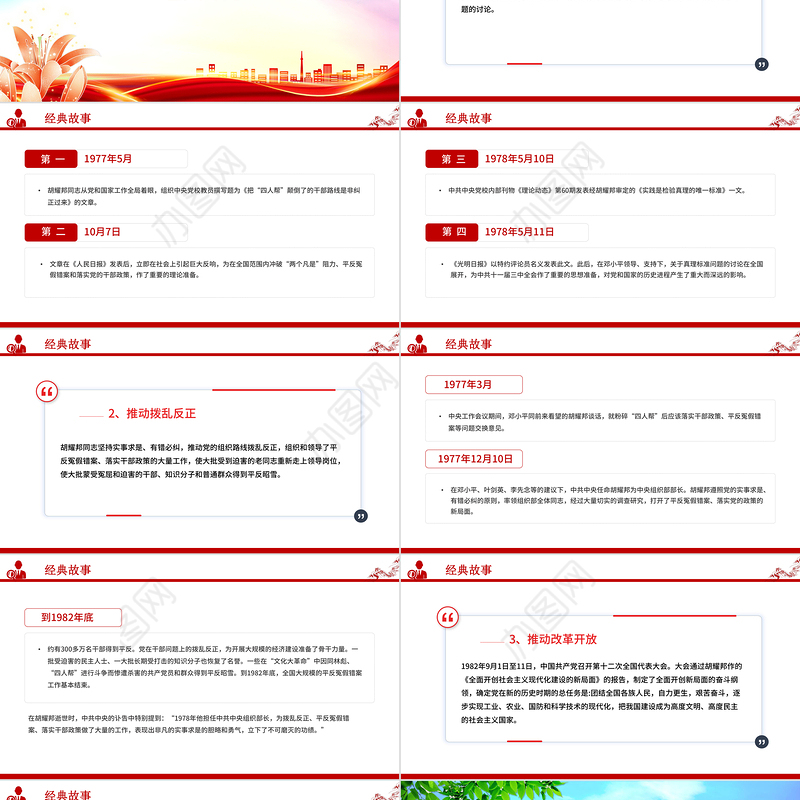 党建风纪念胡耀邦同志诞辰110周年PPT主题课件