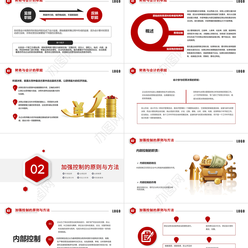 2021会计财务管理培训财务汇报红色简约商务PPT模板