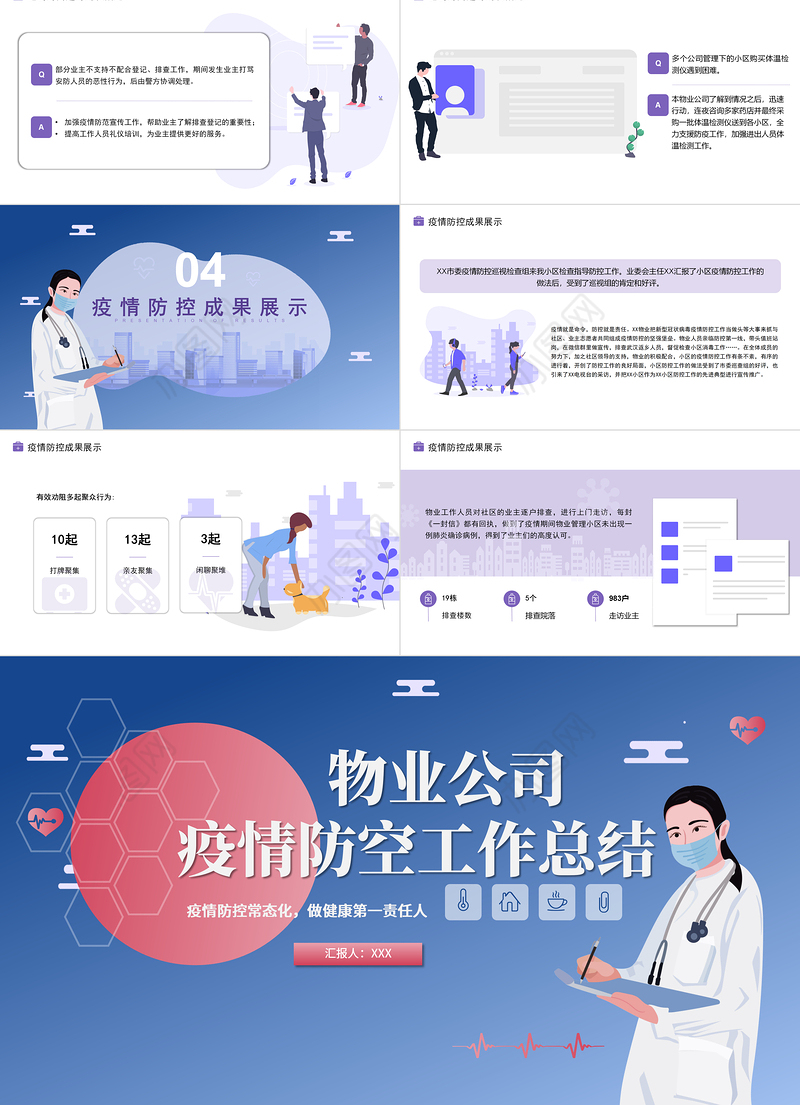 简约物业疫情防控工作总结ppt