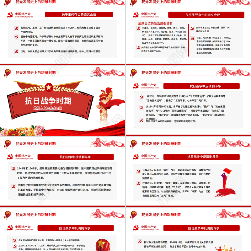 建党104周年党史学习教育PPT红色大气党的光辉历程党课下载