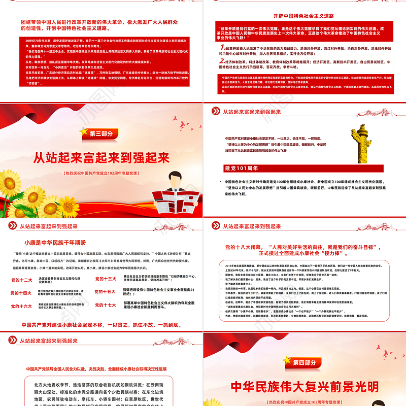 2023迎七一重温党史PPT大气党政风热烈庆祝中国共产党建党102周年专题党课课件模板