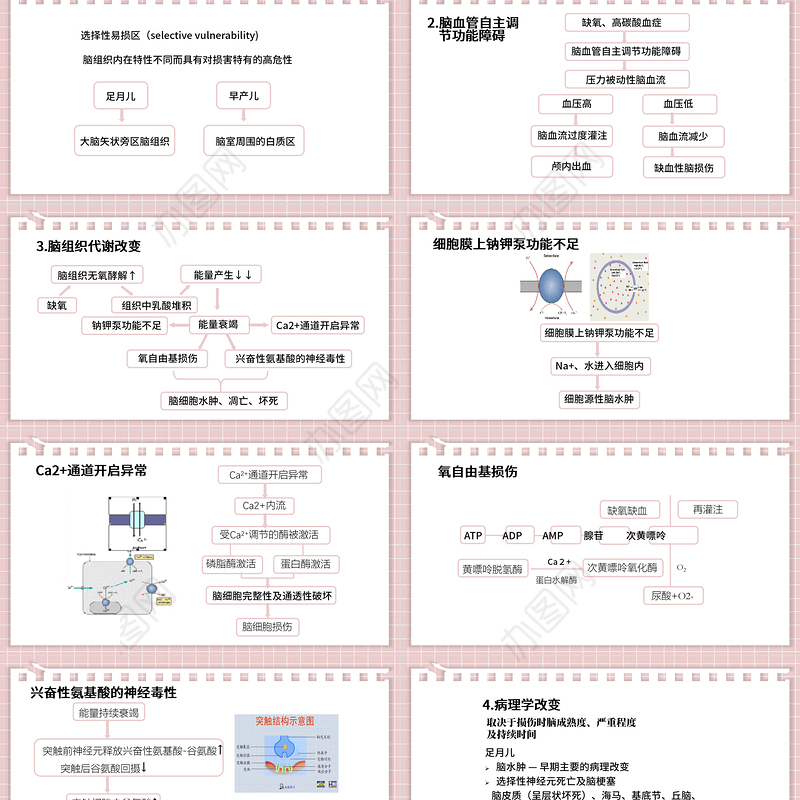 2022新生儿缺氧缺血性脑病PPT创意清新医疗教学各种疾病医理PPT模板