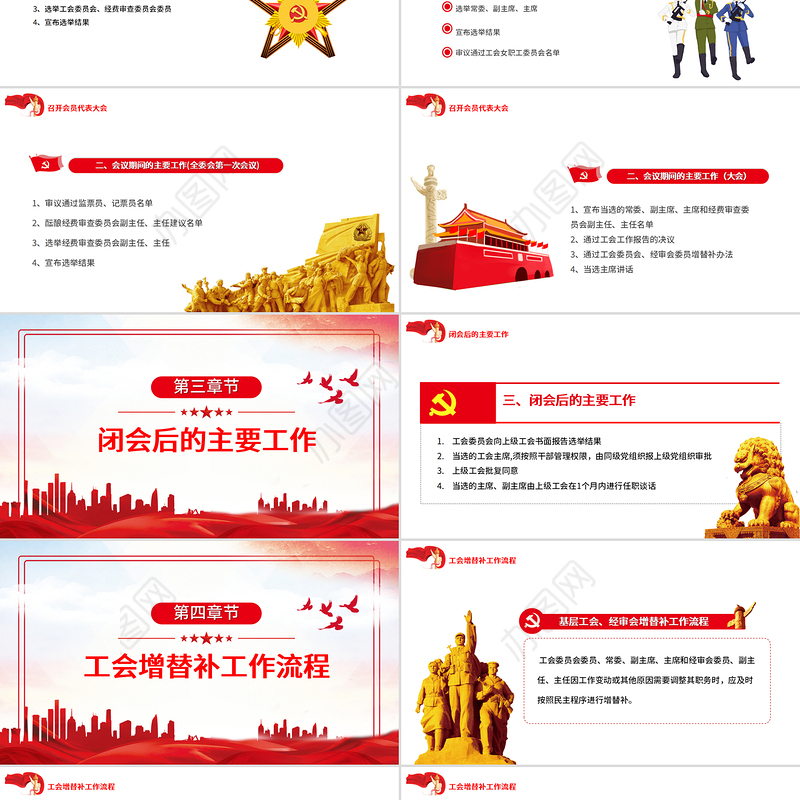 工会换届选举流程PPT简约党政风基层工会组织换届选举的主要程序党课课件