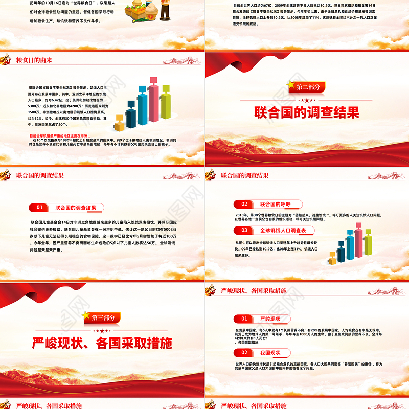 2022保障粮食供给端牢中国饭碗PPT红色党建风世界粮食日宣传周主题课件模板下载