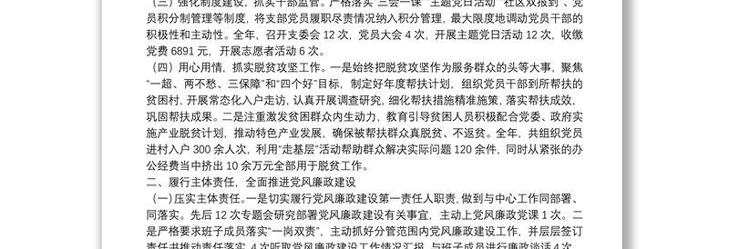 20**年度落实党建主体责任述职报告