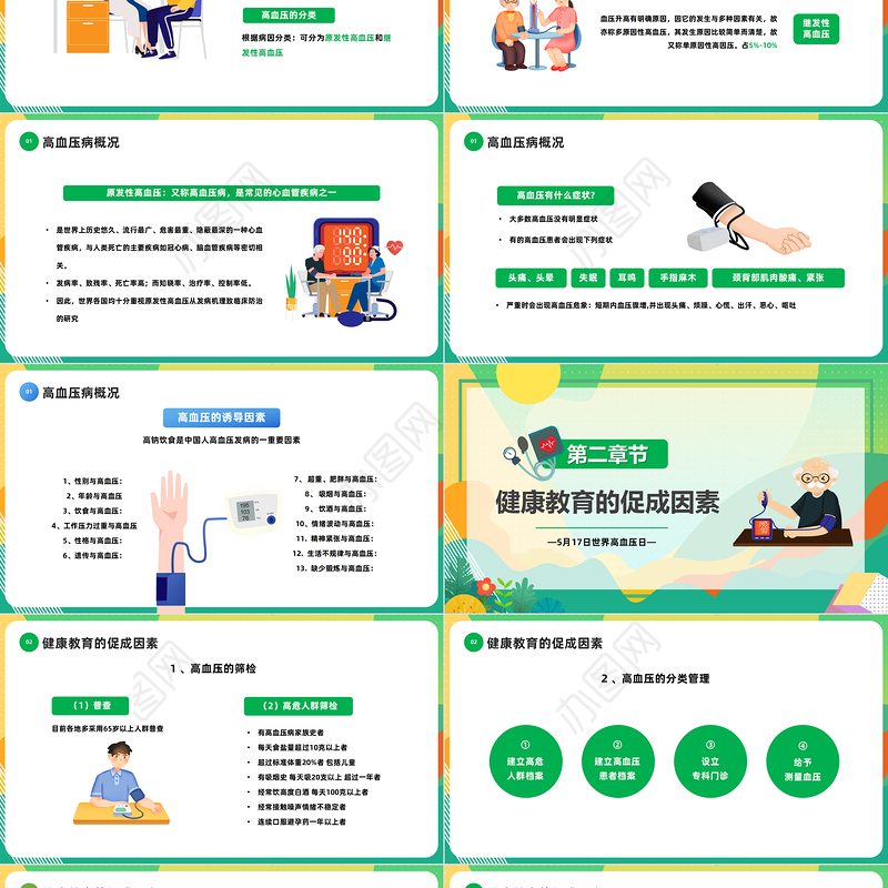 2023高血压健康教育PPT卡通风世界高血压日知识宣讲课件模板下载