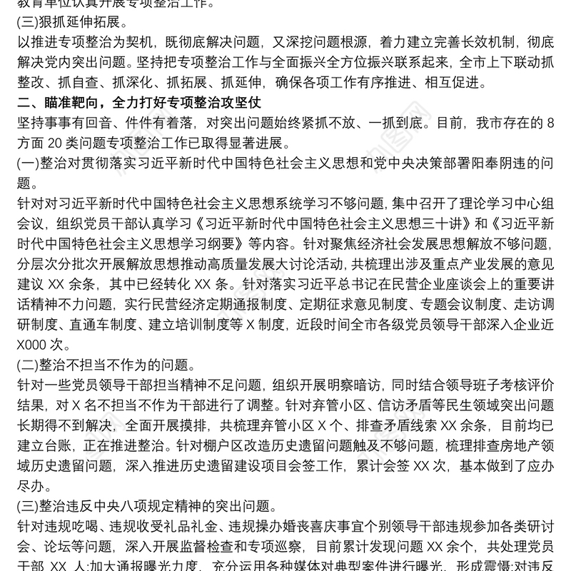 主题教育8个方面突出问题专项整治情况报告三篇