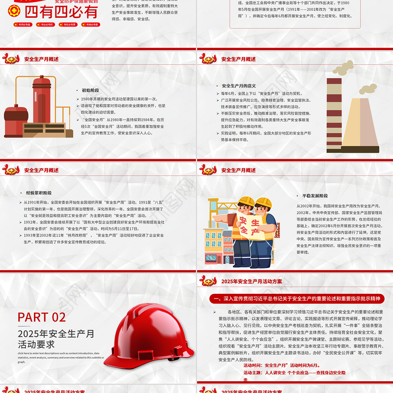 红色创意安全生产月PPT人人讲安全个个会应急查找身边安全隐患宣传课件